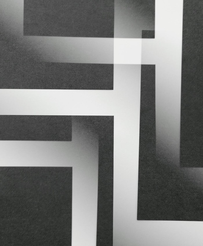 Abstract black and white geometric design with overlapping rectangles creating a modern artistic pattern.